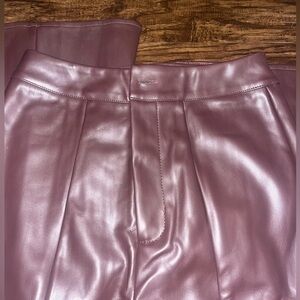 Brown Leather Missguided Flare Pants, size 10